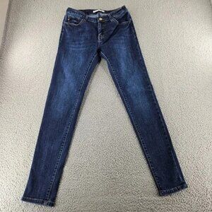 Kancan Jeans Womens 7 (28x29) Blue Mid Rise Skinny Dark Wash Stretch Denim
